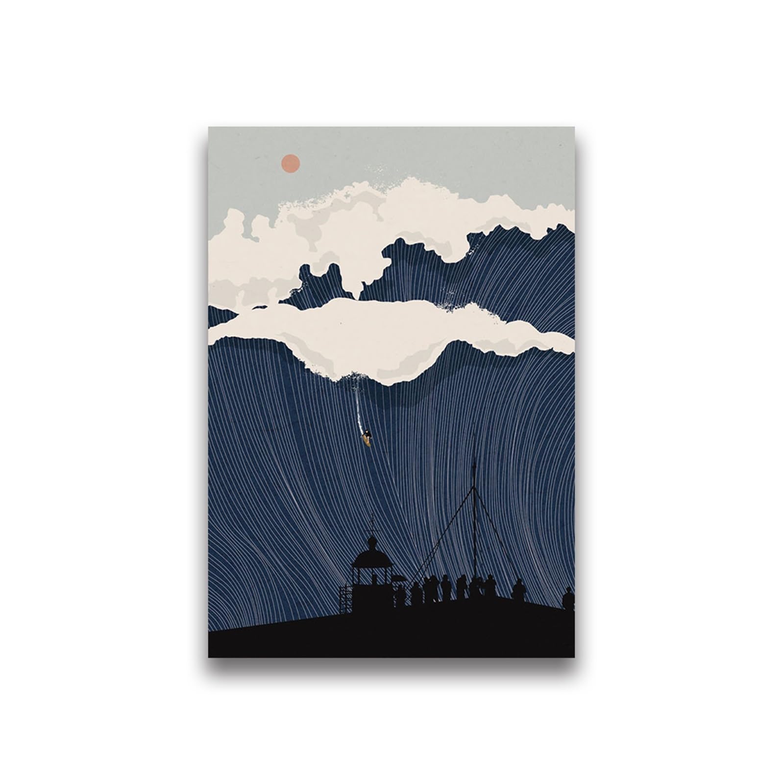 Graiting 1pc Waves Art Pictures Surfing Penguin Manta Dolphin Whale Prints Canvas Painting For Home Living Room Decoration(05,40x60cm)