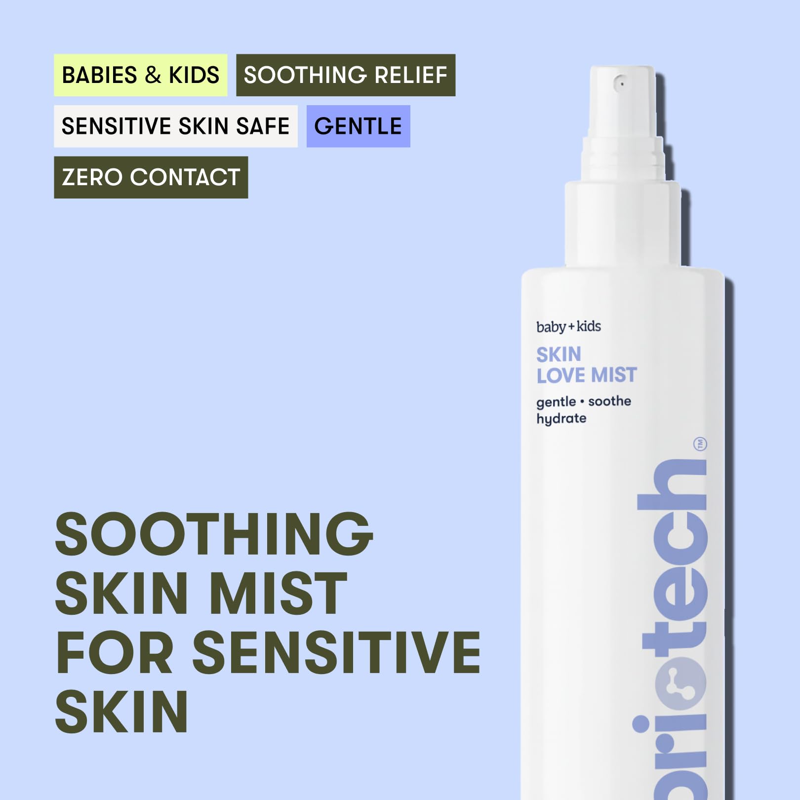 BRIOTECH Babies & Kids Skin Love, Spray apaisant à l'acide hypochloreux, HOCl pur pour peaux sensibles, calme les rougeurs et les bosses, soutien contre l'irritation des couches, doux et végétalien