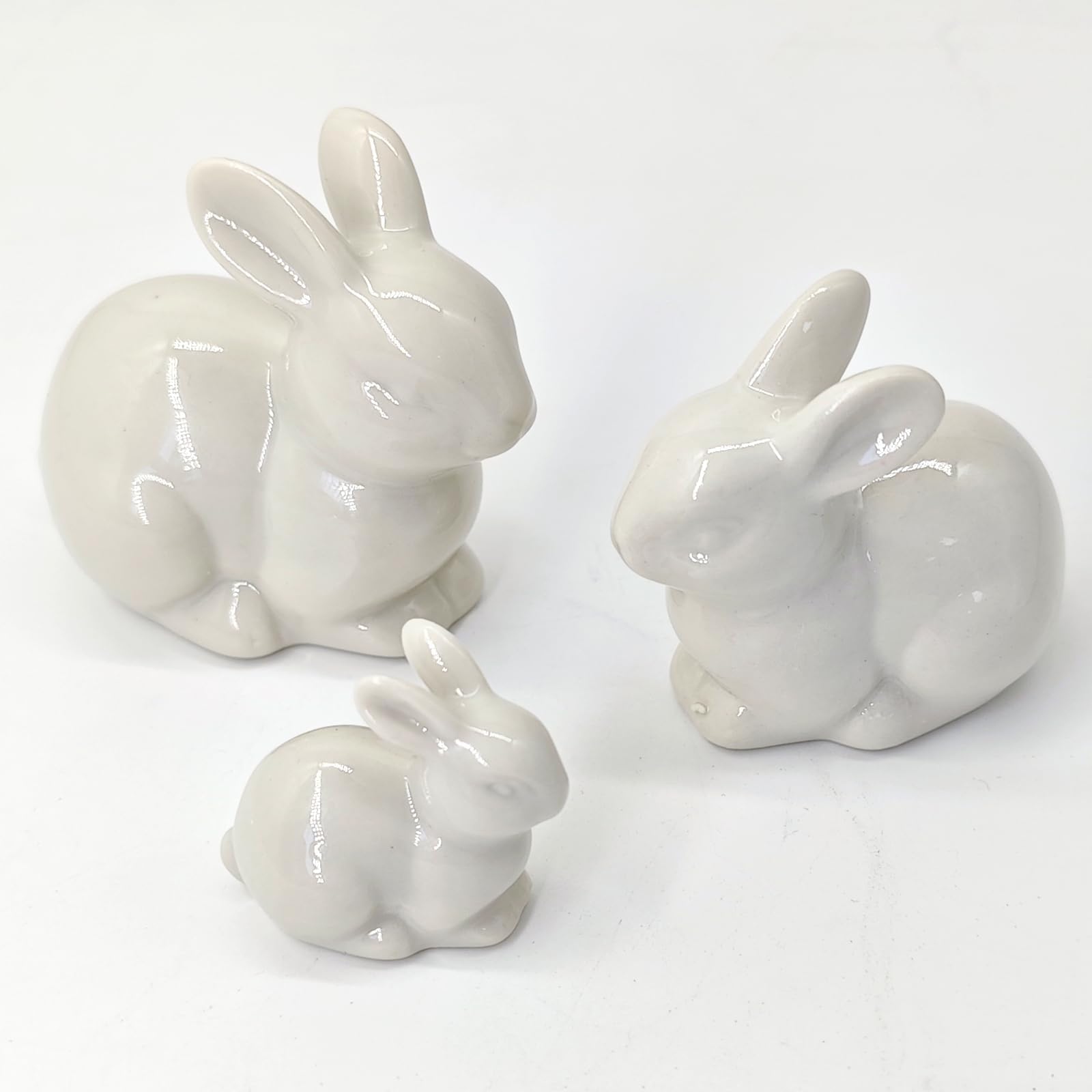Easter Table Decorations,3Pcs Ceramic Bunny Figurine Easter Spring Decorative Modern Vintage Rustic Farmhouse Rabbit Figurines Statue Home Decor Tray Table Centerpiece Mantels Decor Ornament