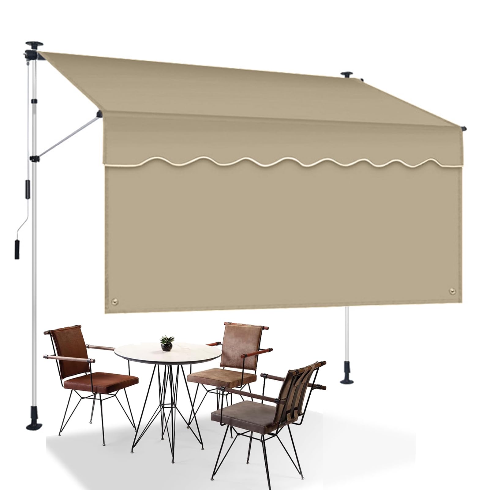 Retractable Awnings for Patios, Folding Awning with Hand Crank, Easy Install, UV Resistant & Heat Resistant, Wind out Awning for house, for Courtyard, Balcony, Restaurant, Gazebo