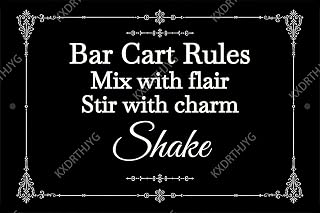 Vintage Bar Cart Rules Tin Sign Metal Wall Art for Home, Office Decor – Retro 12x16 Inch Wall Hanging Sign, Rustic Wall Art for Living Room, Kitchen, and Bedroom