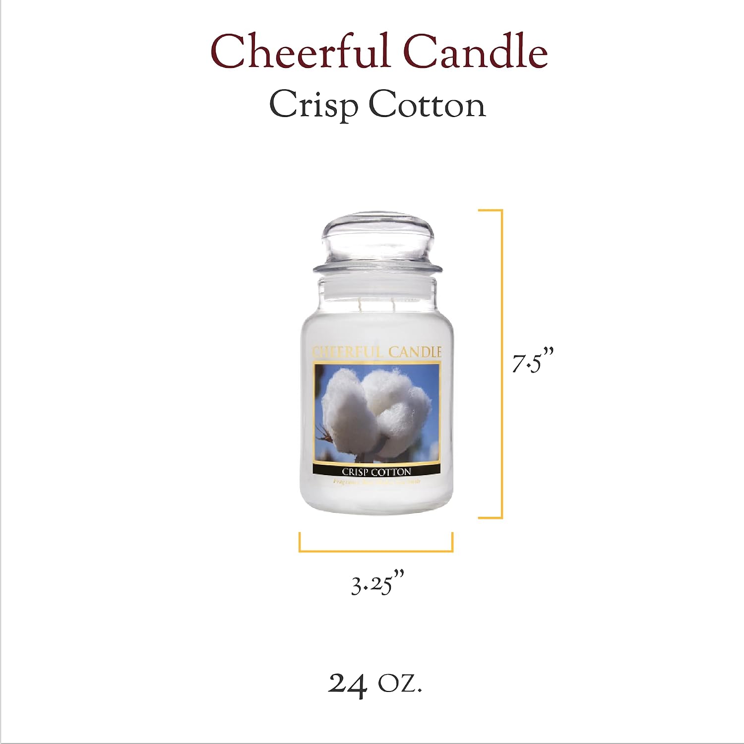 A Cheerful Giver - Crisp Cotton - 24oz Scented Candle Jar - Cheerful Candle -135 Hours of Burn Time, Candles Gifts for Women - Image 3