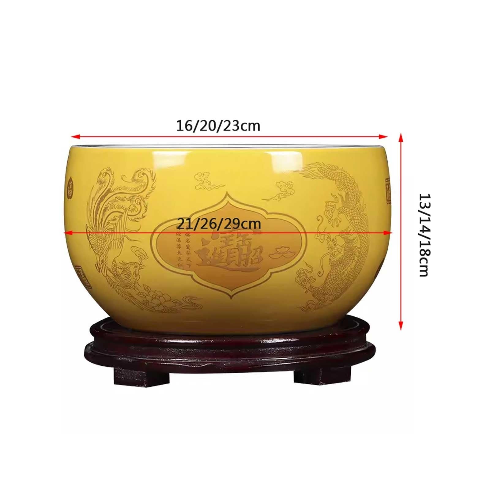 Acquario per Pesci Treasure Bowl Ceramic Fortune Fish Tank Desktop Ceramic Small Treasure Bowl Turtle Feeding Bowl Acquari(Red,26x14cm)