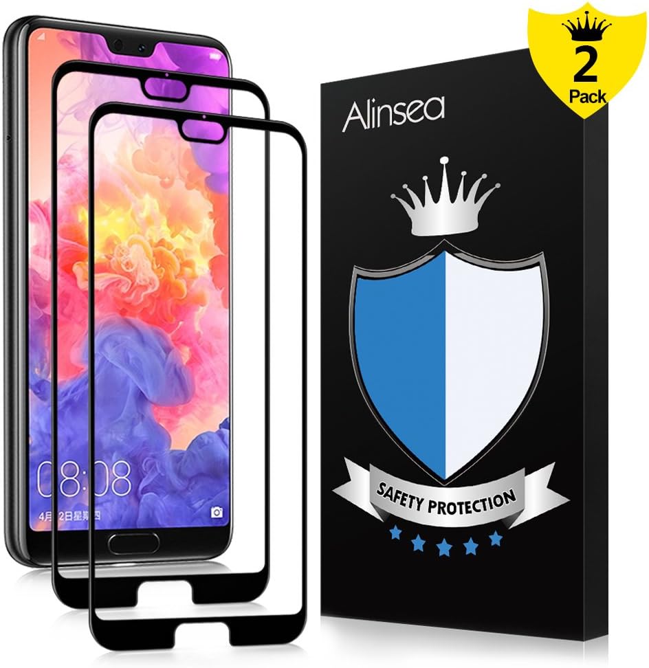 Alinsea [2 PACK] OnePlus 6T Screen Protector [Full Coverage, Case Friendly] Tempered Glass [No Peeling off] [Full Adhesive] 9H Screen Protector Film for OnePlus 6T