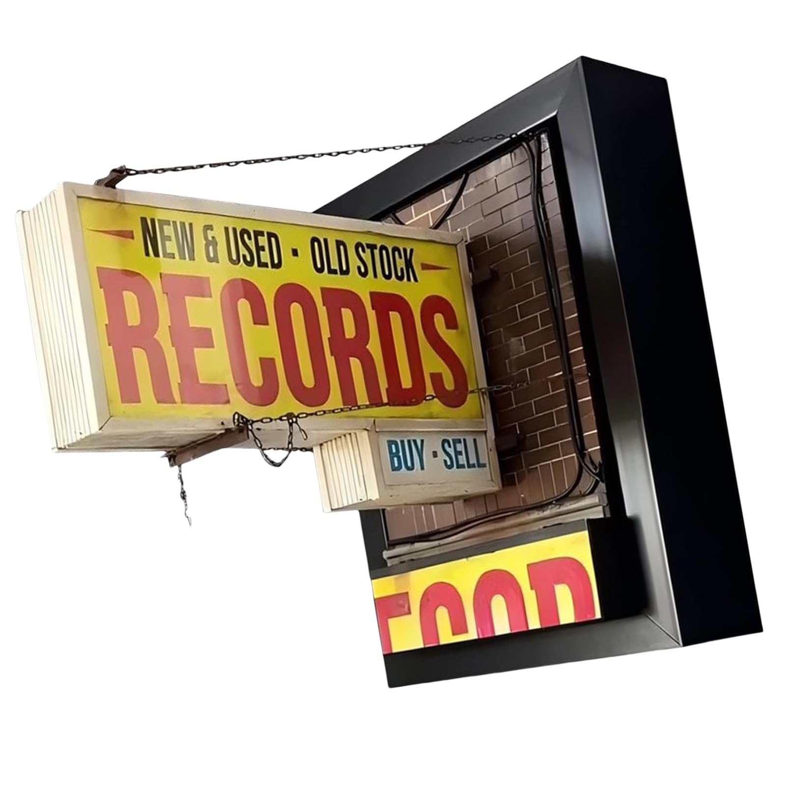 Maxtonser Vintaged Record Store Wall Art Decoration Battery Operated LED Illuminated Resin Craft Unique for Record Collector