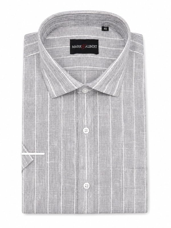 Image of MARK & ALBERT Half Sleeves Regular Fit Formal Shirt for Men Grey