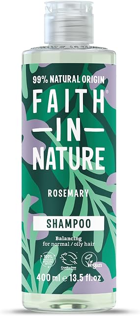 Faith In Nature Natural Rosemary Shampoo, Balancing, Vegan and Cruelty Free, No SLS or Parabens, For Normal to Oily Hair, 400 ml(Pack of 1)
