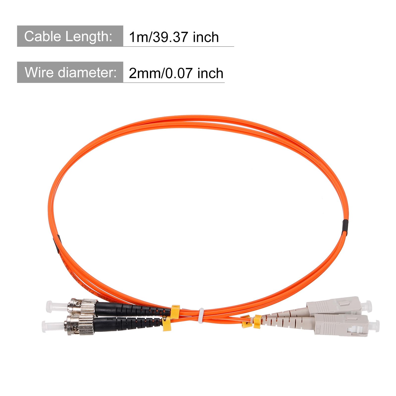 sourcing map 1 Metro 3.2 Ft Fibra Cable Parche Multimodo Dúplex Sc-st Om1 LSZH Fibra Cable Óptico Cordón Fibra Óptica Saltador Naranja para Equipos Mecánicos Conexión Red Transceptor 1uds