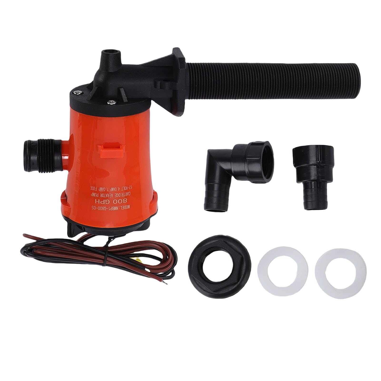 Sunicon Submersible Bilge Pump, 800GPH 4.0A DC Submersible Water Pump for RV Boat Yacht Fish Tank (Orange)