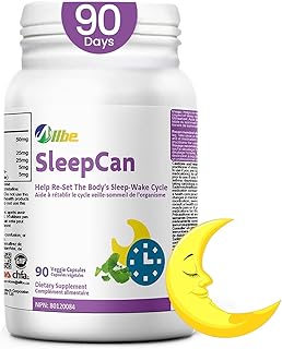 ALLBE SleepCan Capsules, 5mg Melatonin with 5-HTP, Phosphatidylserine and L-Theanine, Pack of 90 Sleep-Wake Cycle Support Supplements, Serving Size: 1 Capsule Once Daily