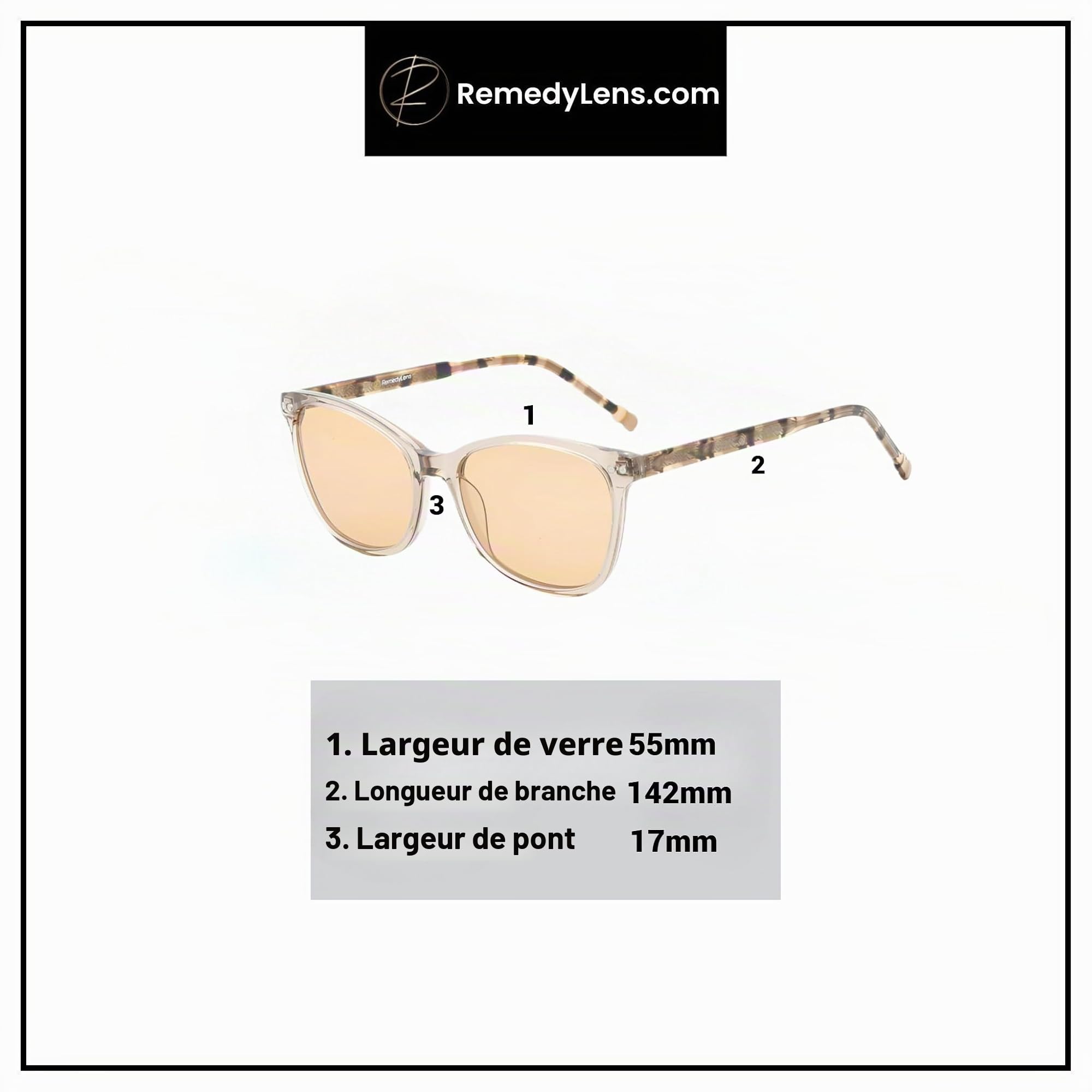 Hallie FL-41 Lunettes à monture en acétate beige pour migraine et sensibilité à la lumière