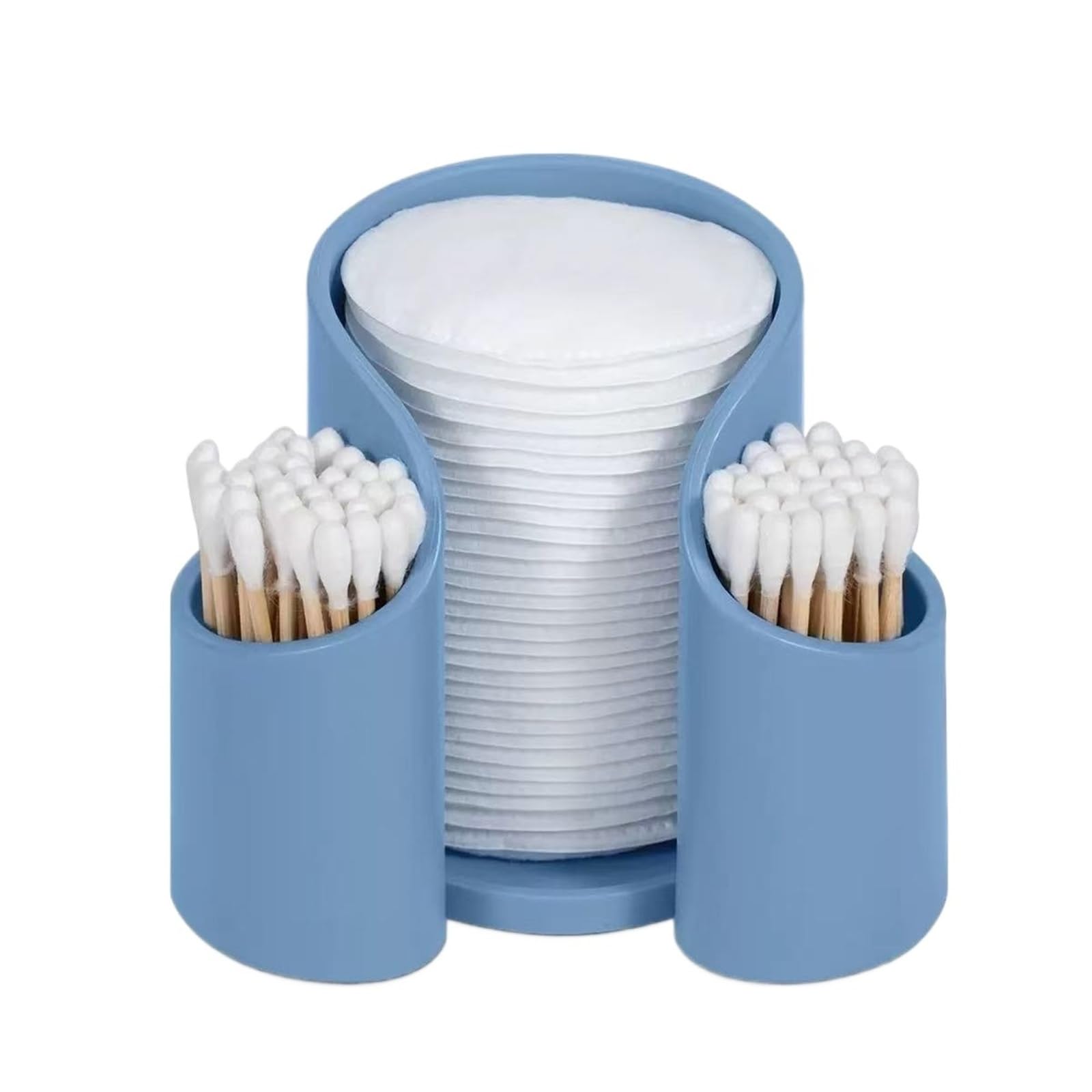 EVAWOIFN Cotton Swab Holder Cotton Pad QTips Holder, Bathroom Cups Dental Floss Dispenser, Storage Organizer For Paper Cup(Blue)