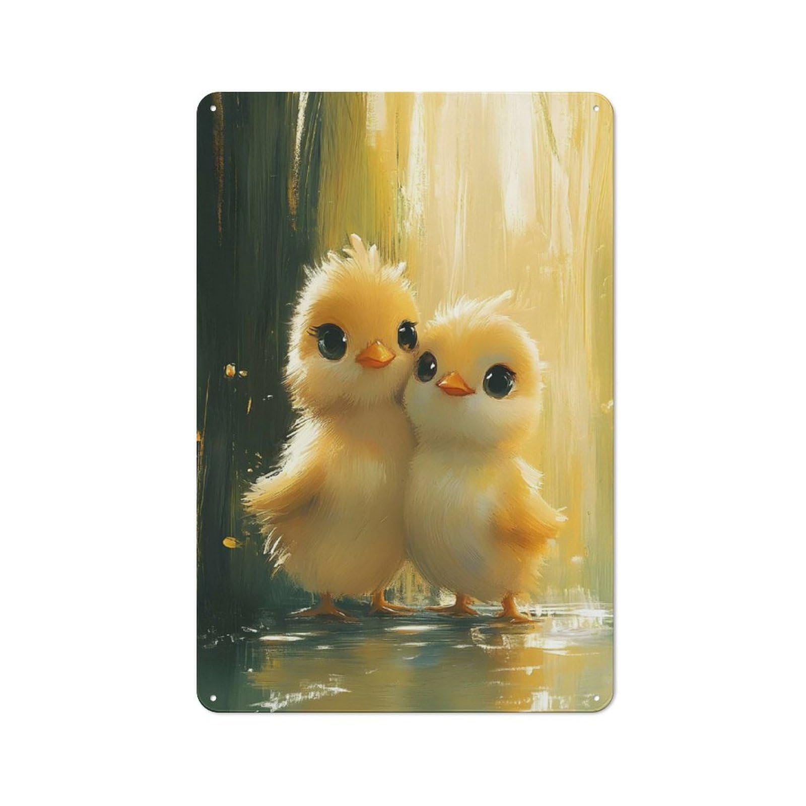 Junmoney Cute Baby Chicks Vintage Tin Sign 30X20cm With For Kitchen Or Home Bar, For Retro Home Interiors, For Cafés, Pubs And Restaurants