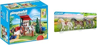 PLAYMOBIL Country Set de Limpieza para Caballos , A Partir de 5 años (6929) & 70683A Juguete 3 Pony