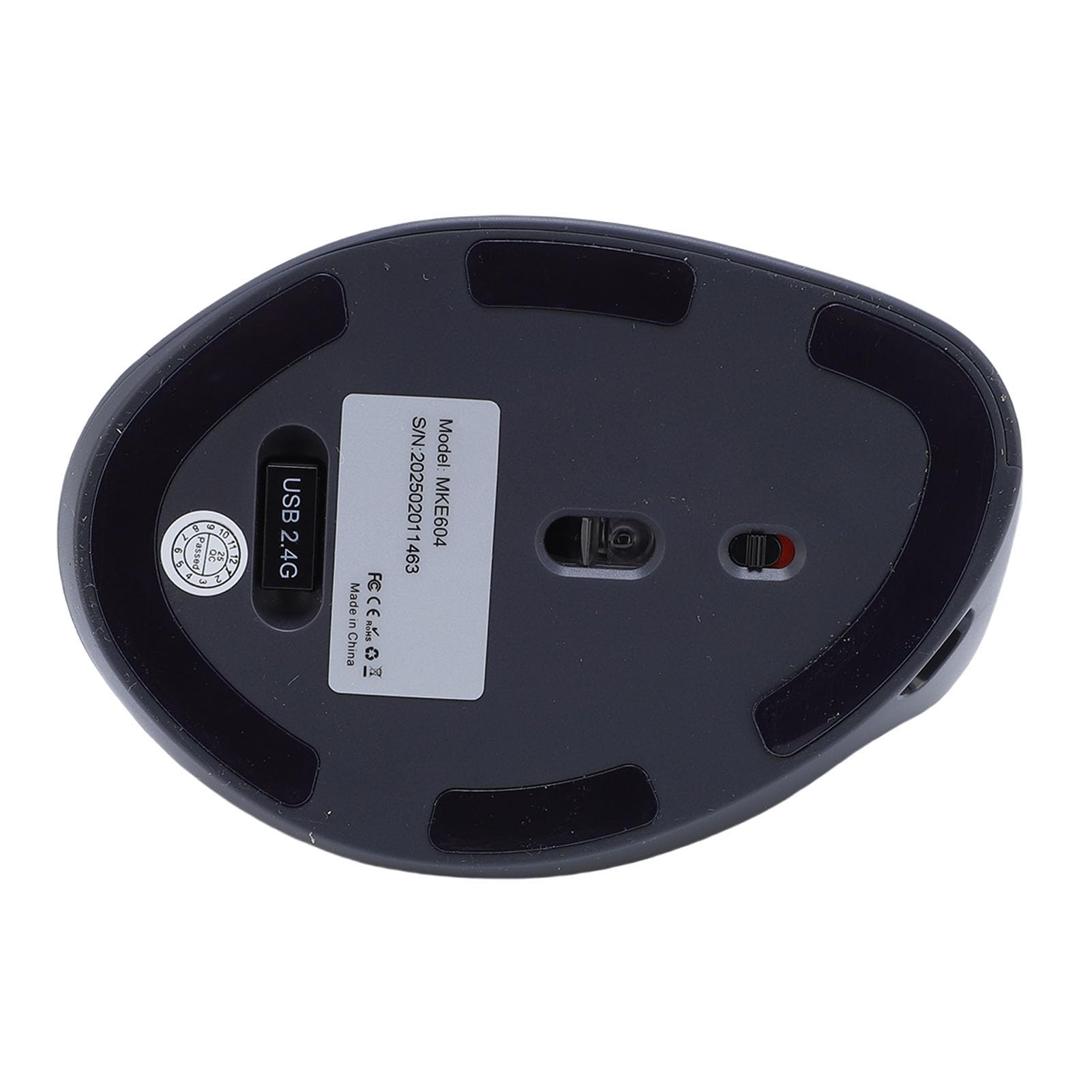 PUSOKEI Ergonomische Vertikale 2,4-G-Maus, Kabellose Wiederaufladbare Bluetooth-Maus mit Scrollrad und LED-Anzeige, 4 Einstellbare DPI, Leise Klicks für Laptop-Desktop-Computer