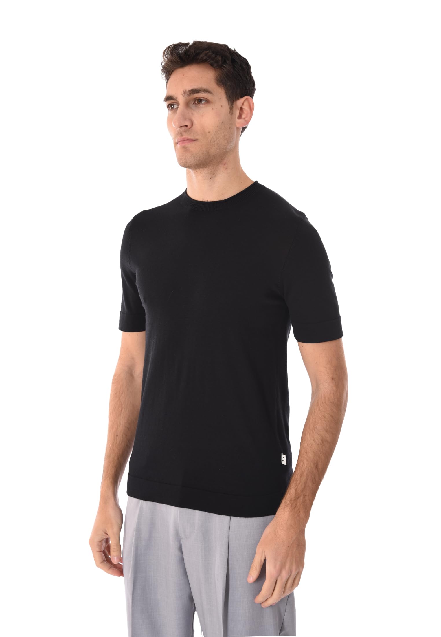 Camiseta de hombre con bolsillo de algodón de manga corta Basic Negro XXL