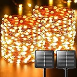 170ft 480 LED Solar Fairy String Lights Outdoor, Twinkle String Lights Porch Garden Decor, 2 Pack Each 85FT Waterproof Rope Lights Decorative Christmas Copper Wire for Backyard Patio