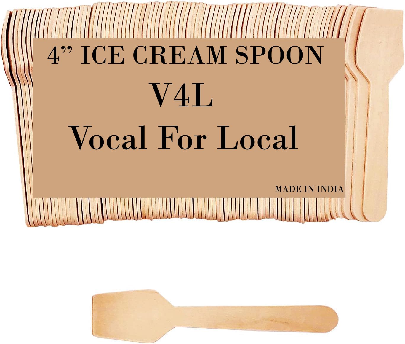 V4L Cuillère à glace en bois - Lot de 500