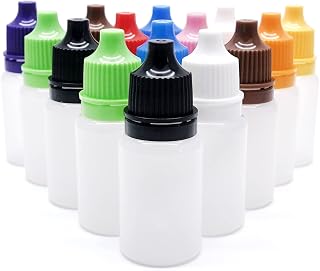 50 PCS 10ml Plastic Squeezable Eye Liquid Dropper Bottles with Childproof Cap