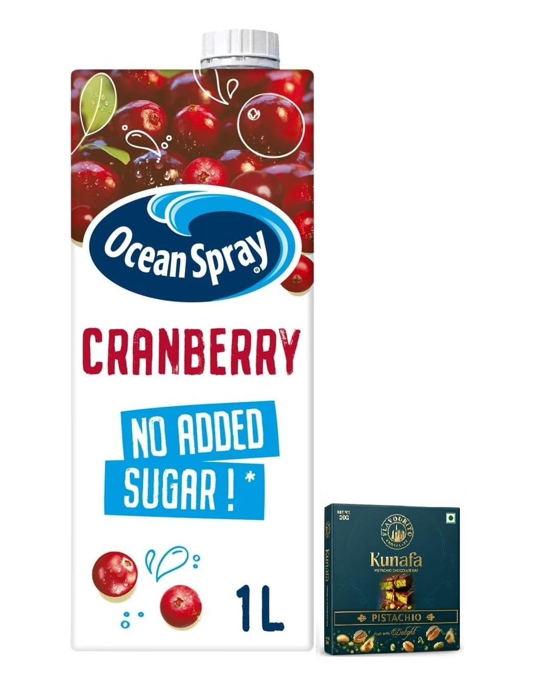Oceans Spray Cranberry Juice Made With Real Cranberries With No Added Sugar 1 Litre (Imported) With Free Flavourito Kunafa Chocolate 20g By Decadent Foods-image-32