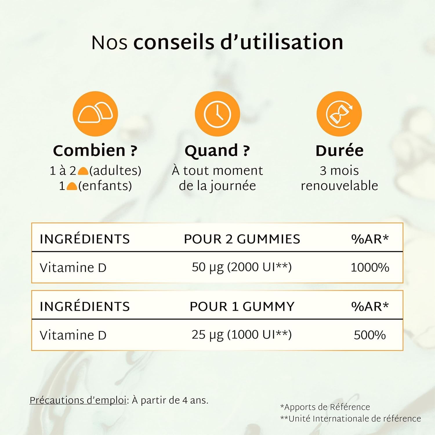 Mium Lab - Vitamine D3 (2000UI) - Hautement dosé et absorbé - Système Immunitaire, Soutient des os, des muscles, Croissance - Enfants & Adultes - Cure 21 jours - Gummies sans sucres Fabriqué en France