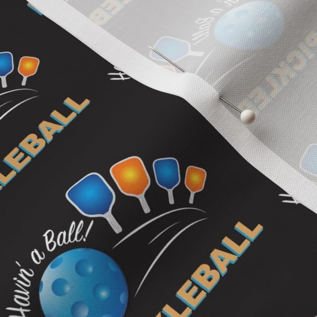 Spoonflower Fabric - Ball Black Pickleball Sport Paddle Retired Printed on Petal Signature Cotton Fabric by The Yard - Sewing Quilting Apparel Crafts Decor