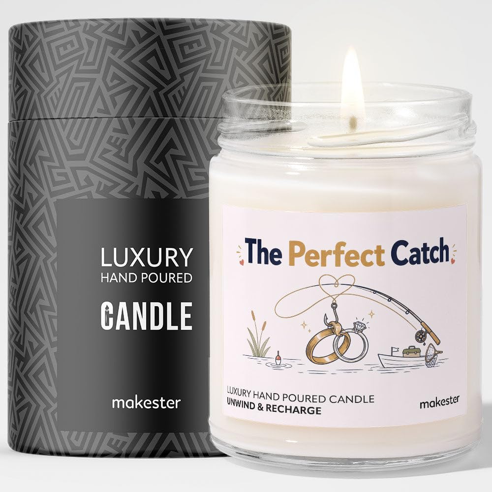 Wedding Gift for Fishing Couple - Luxury Soy Wax Candle - Vanilla, Jasmine, Sugared Almond - Makester โ image 1