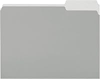 Vista 1 de Yaxa Basics - Carpetas de archivo tamaño carta, con pestaña de corte de 1/3, color gris, paquete de 36