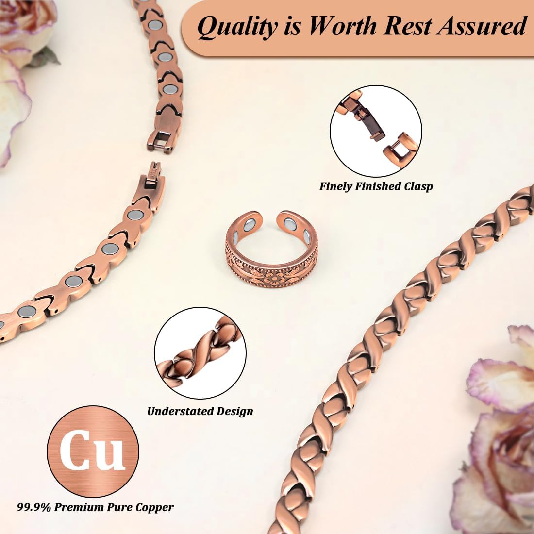 Vicmag Copper Magnetic Necklace for Women Men - Ultra Strength Magnets-99.9% Solid Pure Copper Ring Necklace for Neck Gift - Image 7