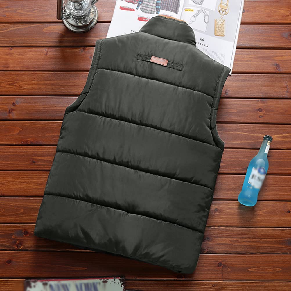 Gilet in Senza Maniche da Uomo Casual Tinta Unita Capispalla Fodera di Peluche Ispessimento Antivento Veste Caldo Collo Alto Gilet Giacca Multi-Tasca Cardigan Softshell Vest