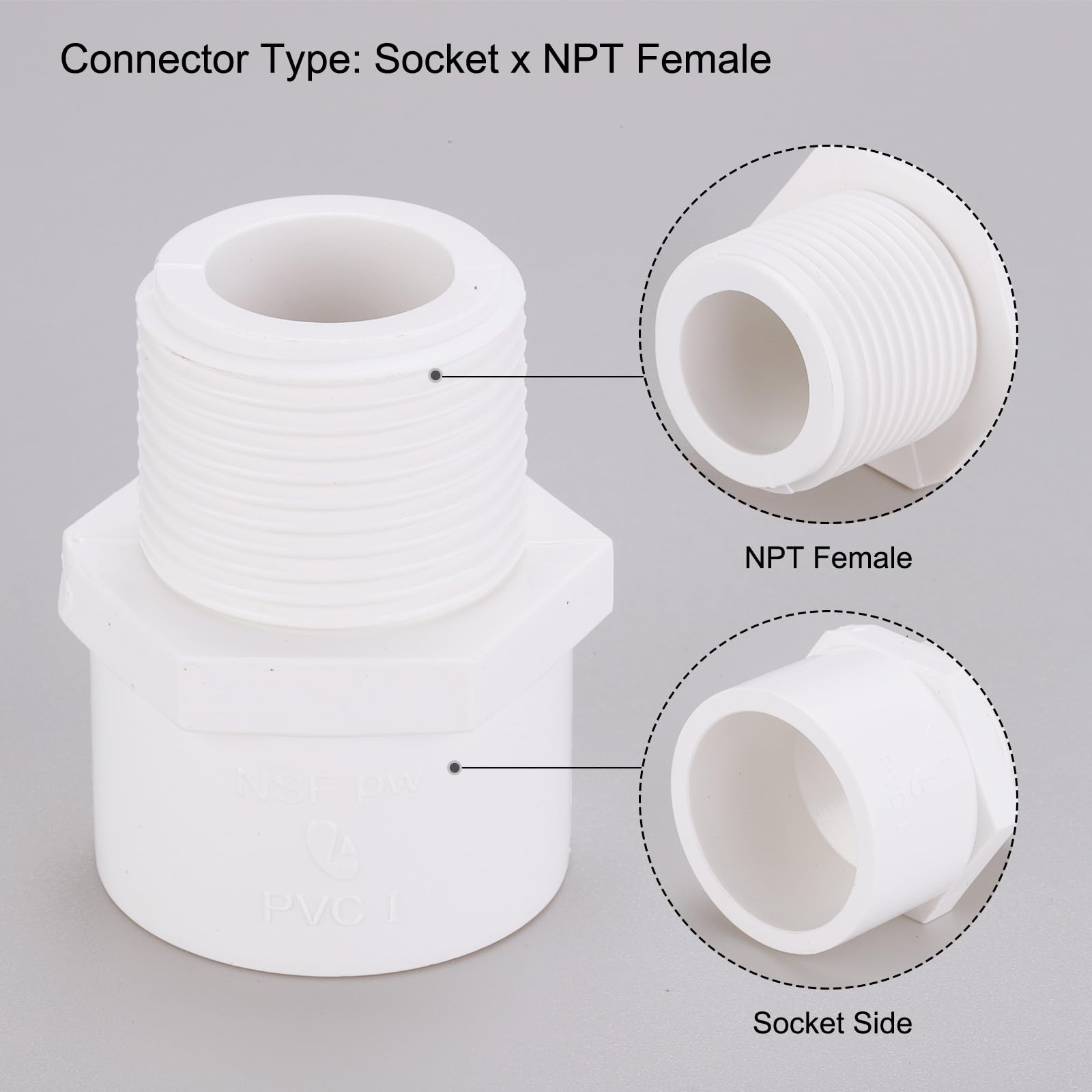 HayEastdor 2PCS 1-1/2 Inch Male Thread White PVC Fittings 2-Way PVC Pipe Coupling Adapter Connectors With 1.5" Male Thread Schedule 40 HE054-1-1/2 - View #10