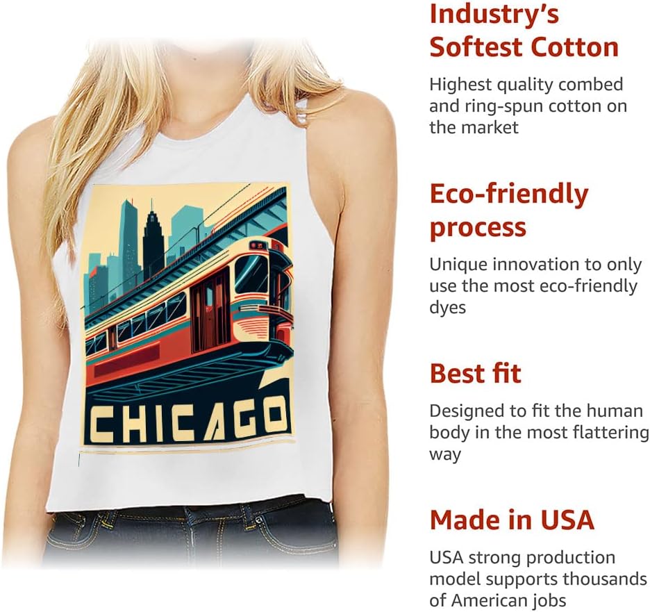 Chicago Graphic Racerback Cropped Tank - Art Women's Tank - Colorful Tank Top