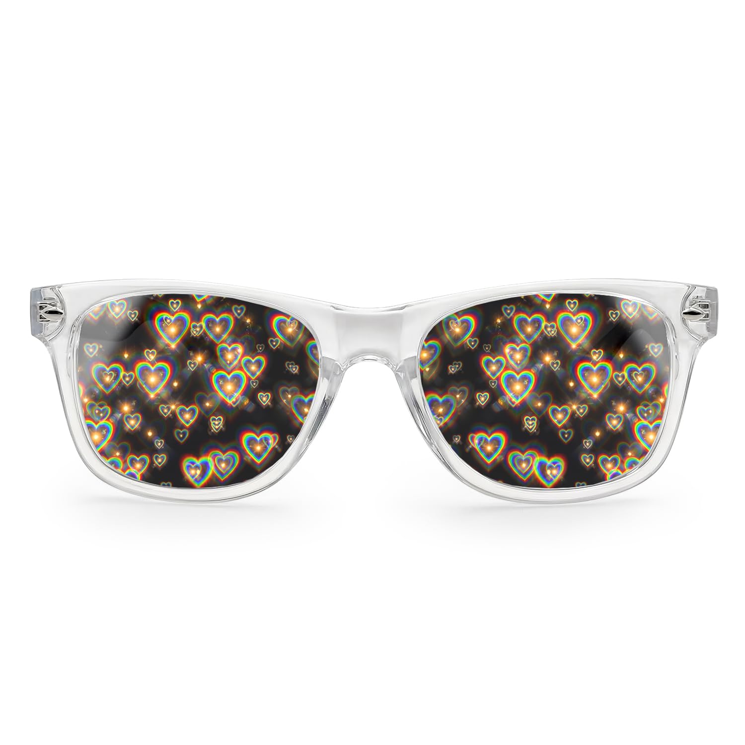 GloFX Heart Effect Diffraction Glasses - See Hearts! - Special Effect Rave EDM Festival Light Changing Eyewear (Clear)