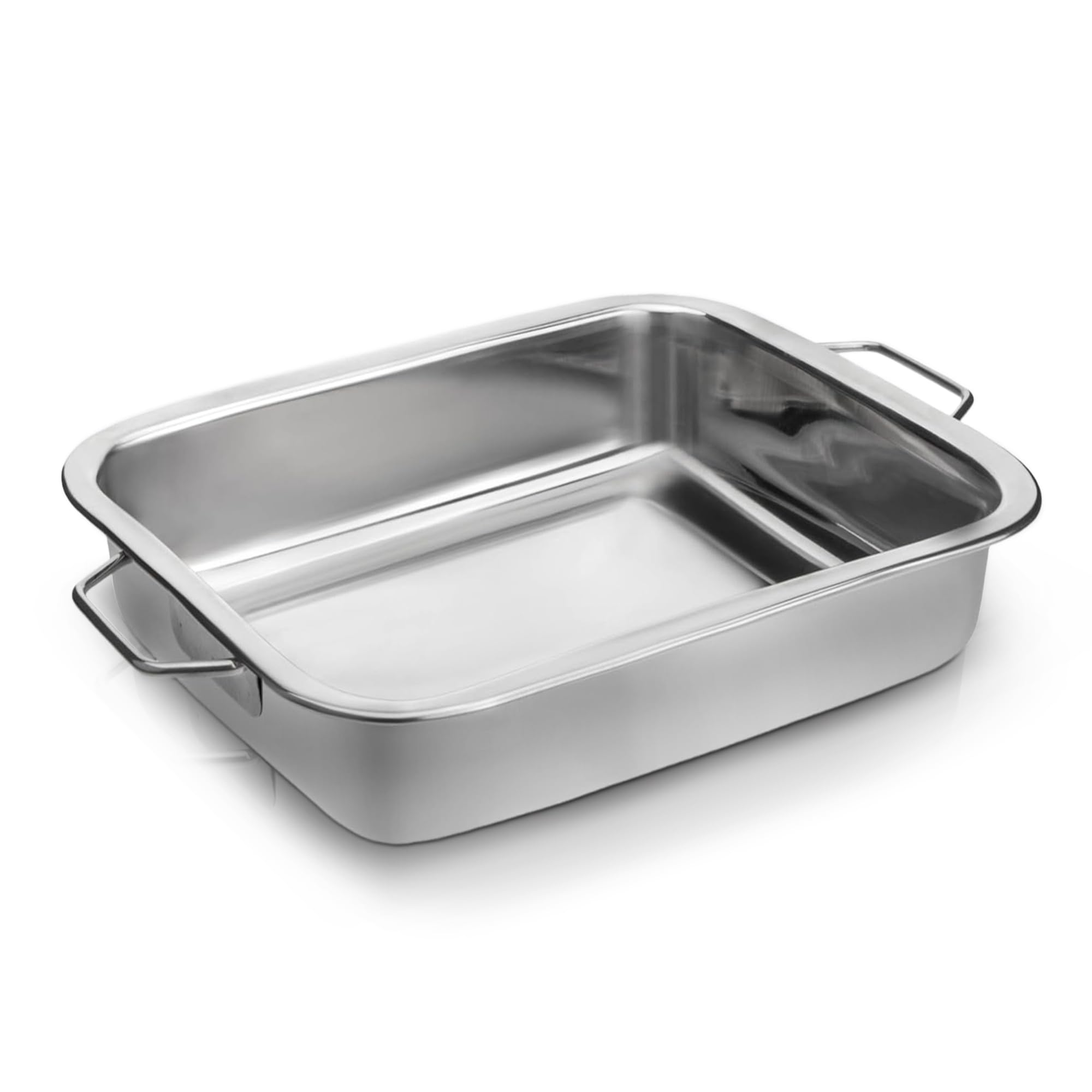 Pendeford Housewares Silver Stainless Steel Roasting Pan With Raised Bottom – 25Cm Durable Roaster & Baking Tray, Oven Safe, Reinforced Rim, Even Heat Distribution, Perfect For Meats & Vegetables, Dishwasher Safe