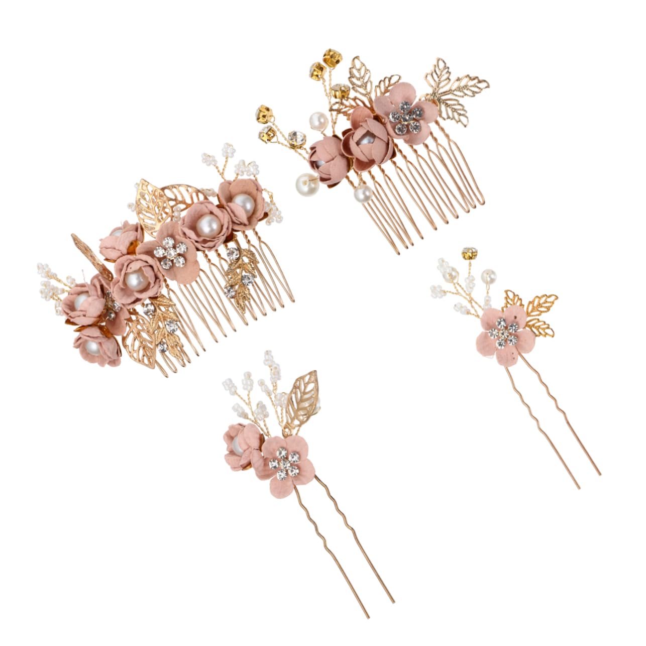MAGICLULU 8 Stk Blumenkamm-haarnadel-set Haarnadeln Hochzeitshaarspangen Für Bräute Blumendekor Blumenkopfschmuck Haar Klammern Hochzeit Haarkamm Rosa Koreanisch Braut Plastik Einstellen
