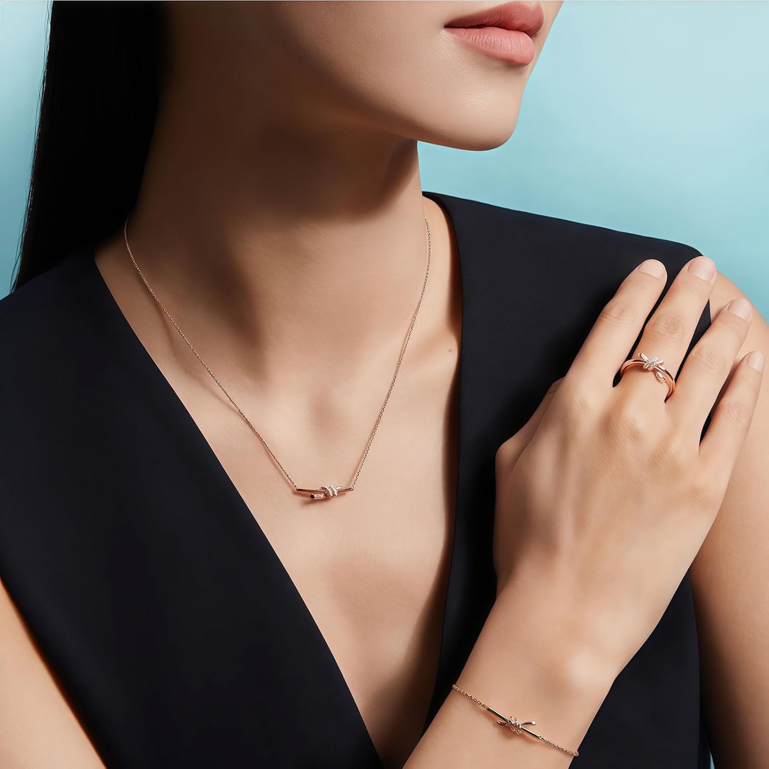 Dainty Rose Gold Bow Charm Bracelet, Delicate Chain Link Design, Fashion Jewelry for Women - Image 6