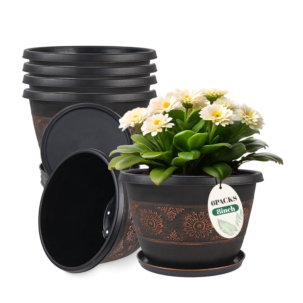 Usocik 6 Pack 8 Inch Retro Pattern Pots