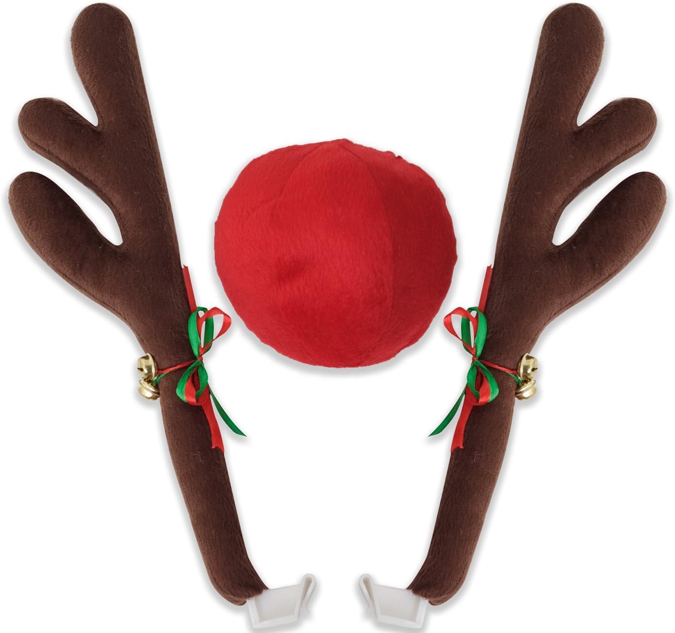 Reindeer Antlers & Nose - Christmas Decorations for Window Roof-Top & Grille Rudolph Reindeer Kit - Auto Holiday Exterior Accessories Kit Best for Car SUV Van Truck