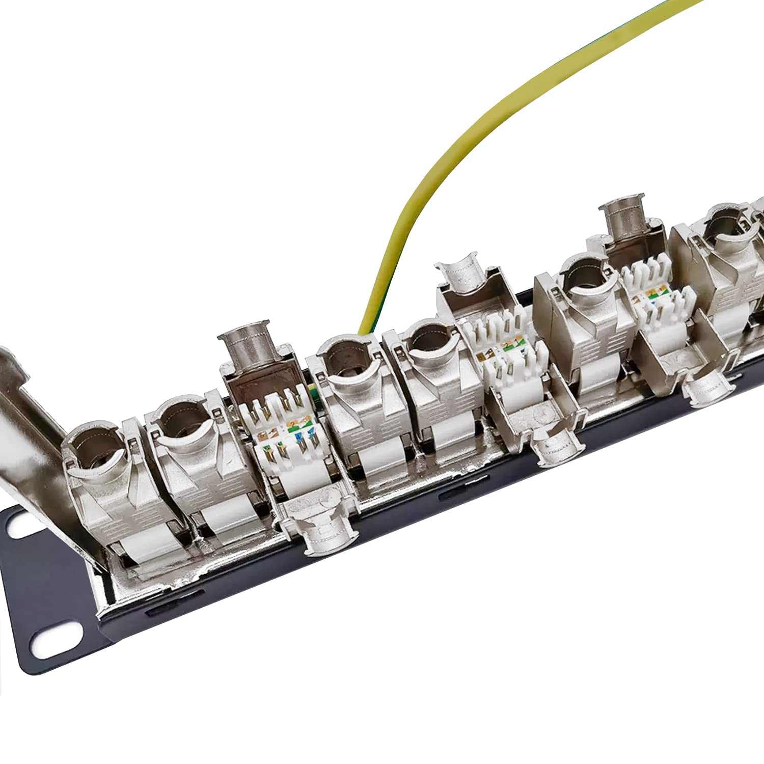 ARLI 24 Port 19" Patchpanel Set Patchfeld Modular 1HE 19 Zoll Rackeinbau + 24x Keystone Module CAT8.1 Kompatibel CAT7 LAN Netzwerk Verlegekabel Schwarz