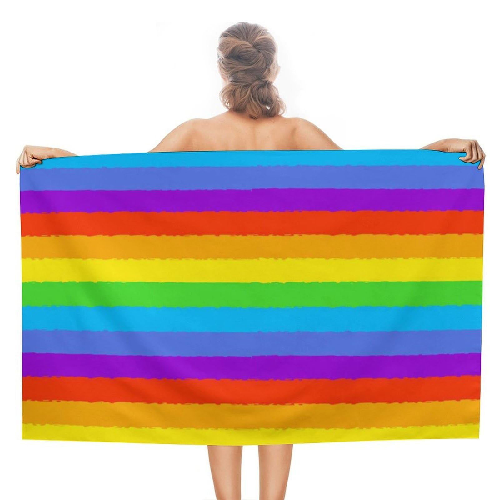 Nclqvjxzkhw Women's Style Lgbt Flag Colors Beach Towel For Adults Lightweight Bath Towels Swim Travel Gym Sports 130×80Cm