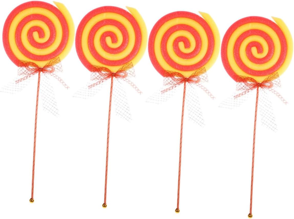 BESTonZON 4pcs Small Watermelon Red Decorative Fake Lollipop Models Photo Props Simulation Candy Ornaments for Birthday Party and Studio Photography