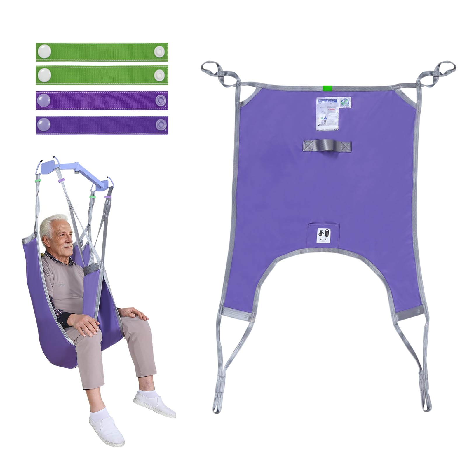 EZ Assistive - Correa de elevación para pacientes con patas separadas con soporte lumbar, correa de transferencia y posicionamiento, capacidad de carga 227 kg (púrpura, pequeña)