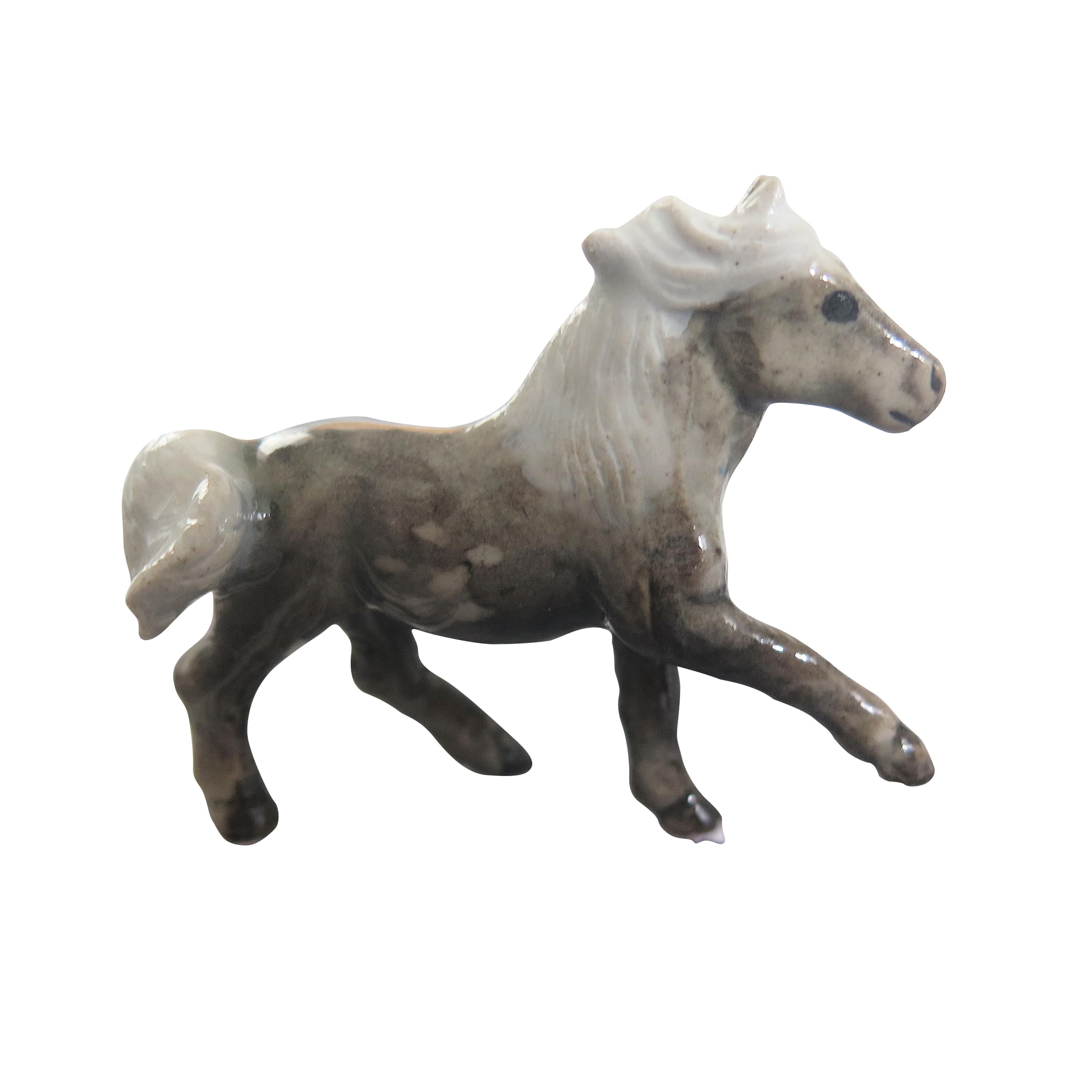 Luck Trader Grey Dapple Pony Horse Minifig Mini Figurine - Hand Painted Porcelain Ornament