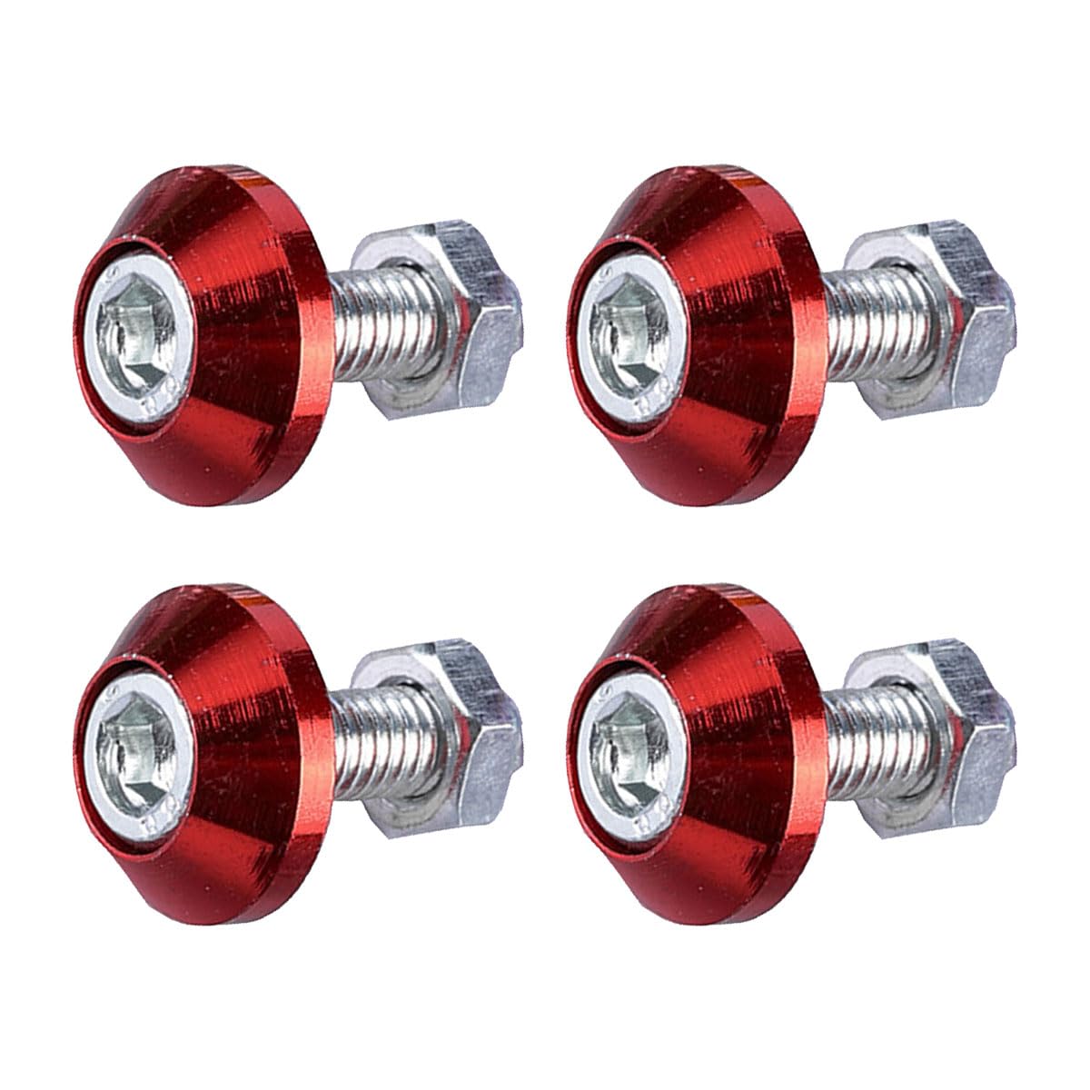 4PCS Motorcycle License Plate Bolts, Aluminum Alloy Fasteners, Red | Car Tag License Plate Screw Decorative Kit, License Plate Frame Fastener Accessories for Most Motorcycles, Cars, Trucks