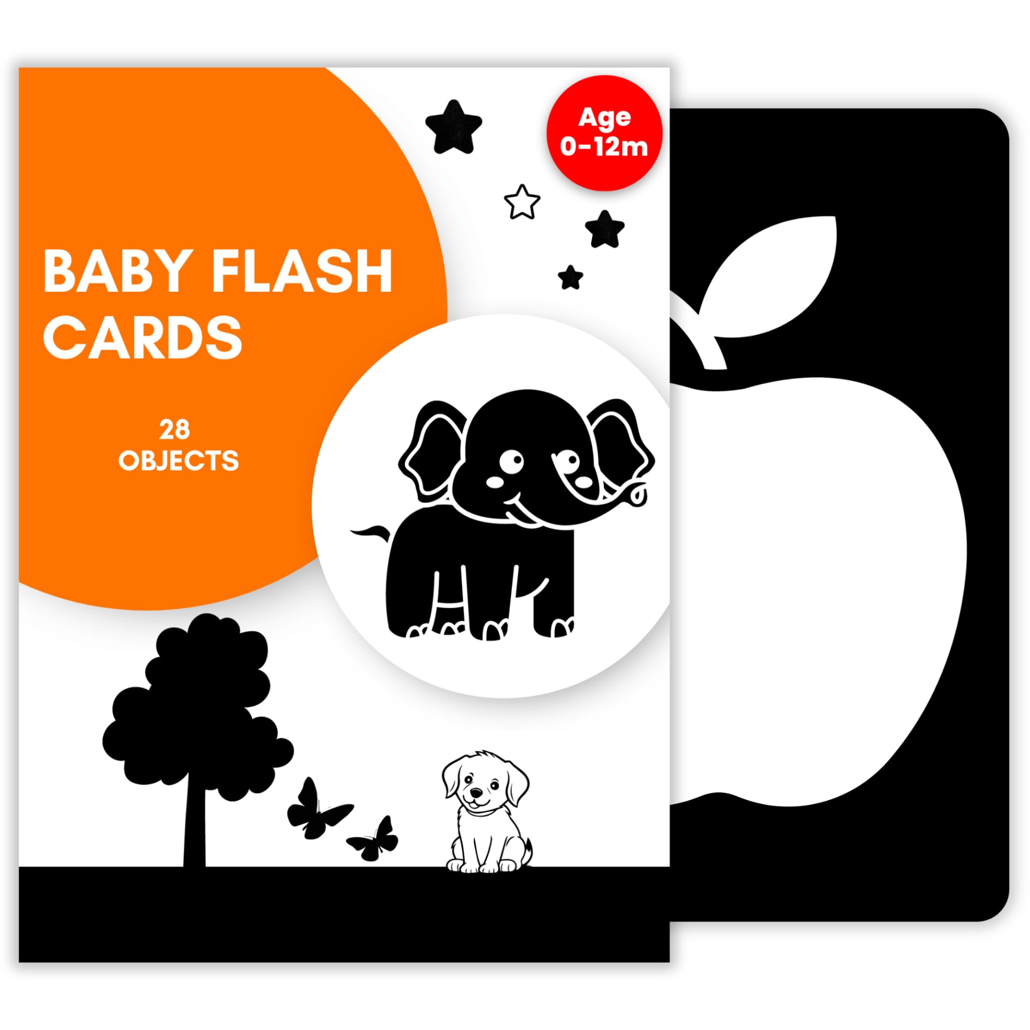 Baby Flash Cards (Premium) - Black & White High Contrast Cards | 0-12 Months | 28 Objects, 14 Cards | Baby Learning Kit | Best Gift for Newborn, Shower Party & New Parents [Matte Curved Design] (B0CLSG7NJX) Amazon Price History, Amazon Price Tracker