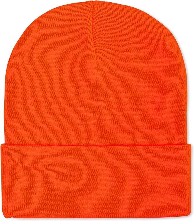 Klarny Blaze Orange Hunting Hat - High Visibility Beanie, Comfortable, Stretchy Knit Hunter Hat - Deer & Bow Hunting Gear, Safety Accessories for Men, Women & Kids - One Size