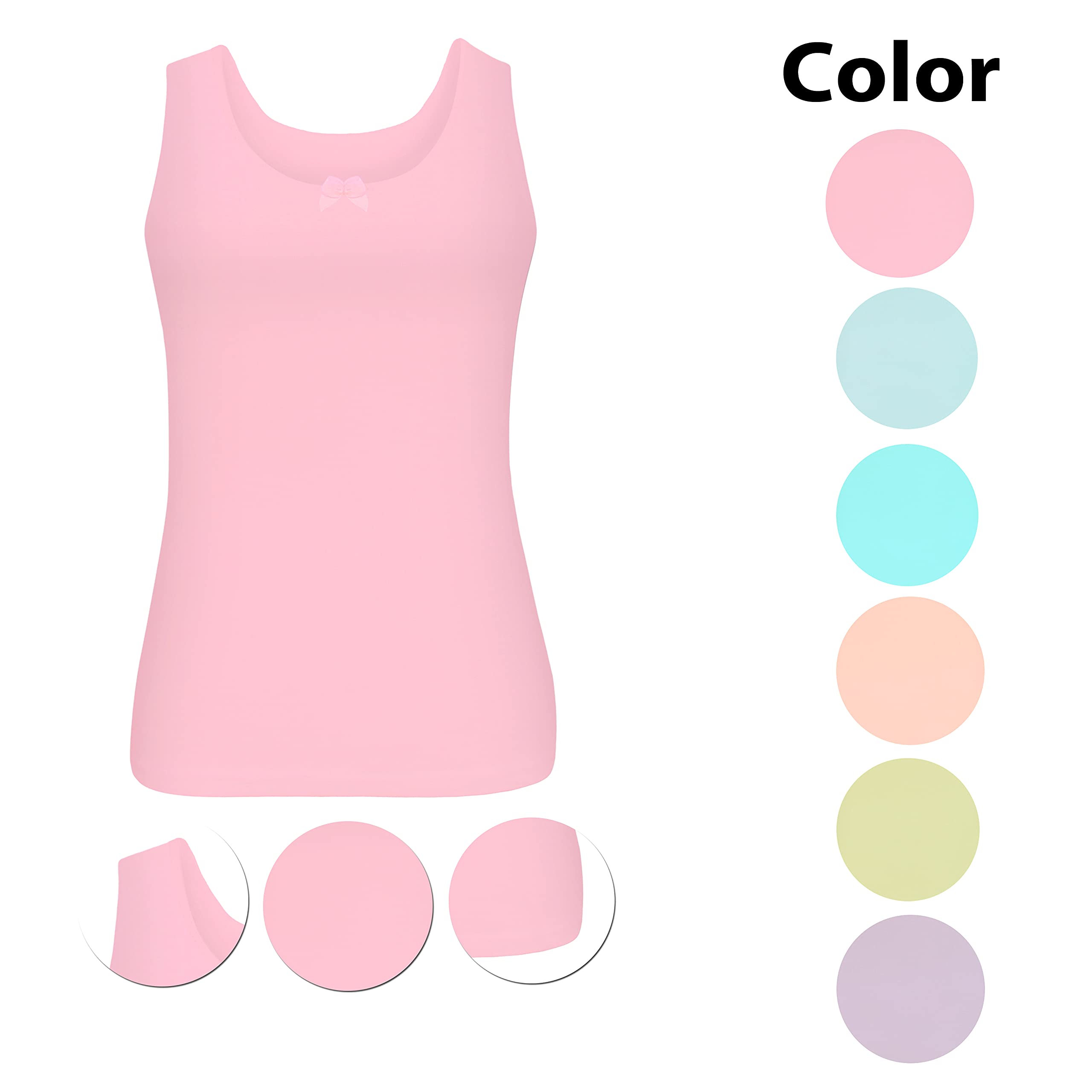 LOREZA® 6 Filles Maillot de Corps en Coton Débardeur Enfants sous-vêtements 2-15 Anni