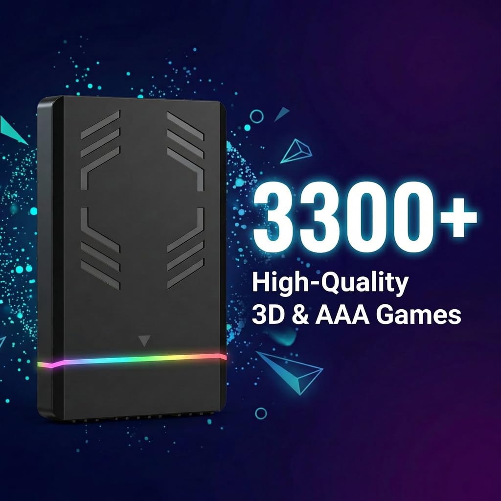 NEW 4TB retro Gaming Hard Drive 20K+ Games 3,300+ 3D/3A Titles No Duplicates with Latest Frontends & Emulators Seamless Switching Across 3 Gaming Systems Simple Setup True Plug&Play for Win7/ 8/10/11 - 4