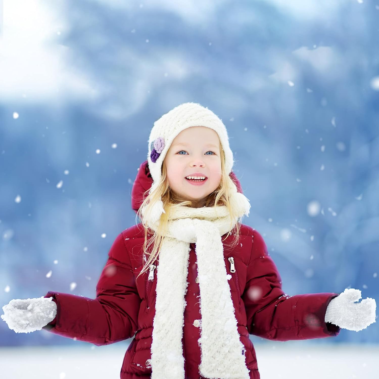 Geyoga 6 Pairs Sublimation Full Finger Mittens Knitted Gloves Winter Warm Kid Gloves for Baby Kids Aged 1-4 Year Old