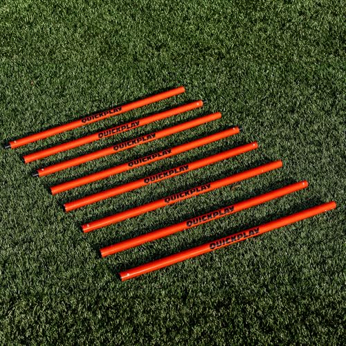 QUICKPLAY Screw Connected 2.5ft Training Poles - Set of 8 | Connect 2 Poles for 5ft Height | Pole Set Colour Options Available - Red, White, Green, Yellow | Screw Connected Foldable Design